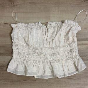 H&M Cream Strapless Top with Ruched Design